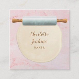 Baker Patisserie Rosa Marmor Nudelholz Quadratische Visitenkarte