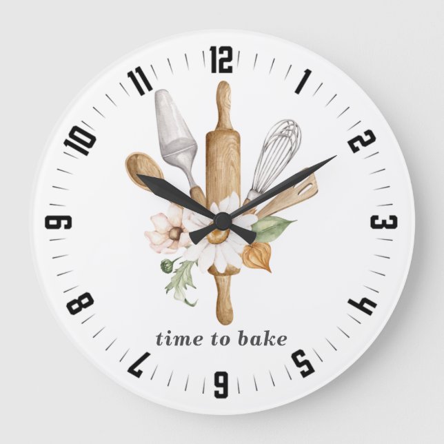 Baker’s Tools Utensils Large Clock Große Wanduhr (Vorderseite)