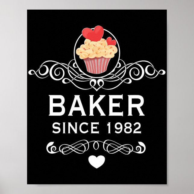 Baker Seit 1982 Cupcake 42. Geburtstag Mütter Tag Poster (Vorne)