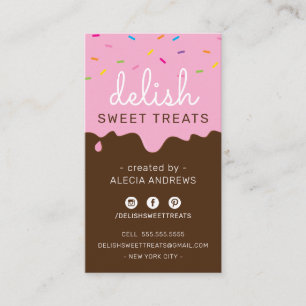 BAKER ZUCKERGUSS TROPFEN niedliche Sprinklen Rosa Visitenkarte