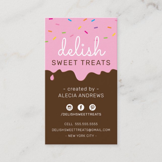 BAKER ZUCKERGUSS TROPFEN niedliche Sprinklen Rosa  Visitenkarte (Vorderseite)