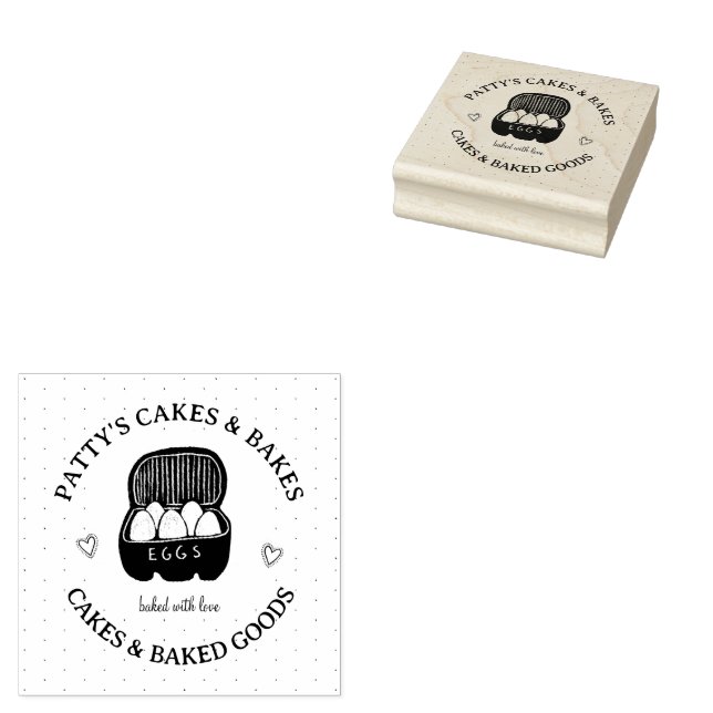Baker's Bakery Logo Pink Black Label Gummistempel (Stempel)