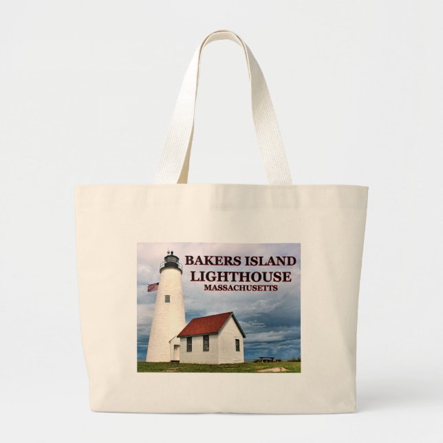 Bakers Island Lighthouse, Massachusetts Tote Bag Jumbo Stoffbeutel (Vorne)