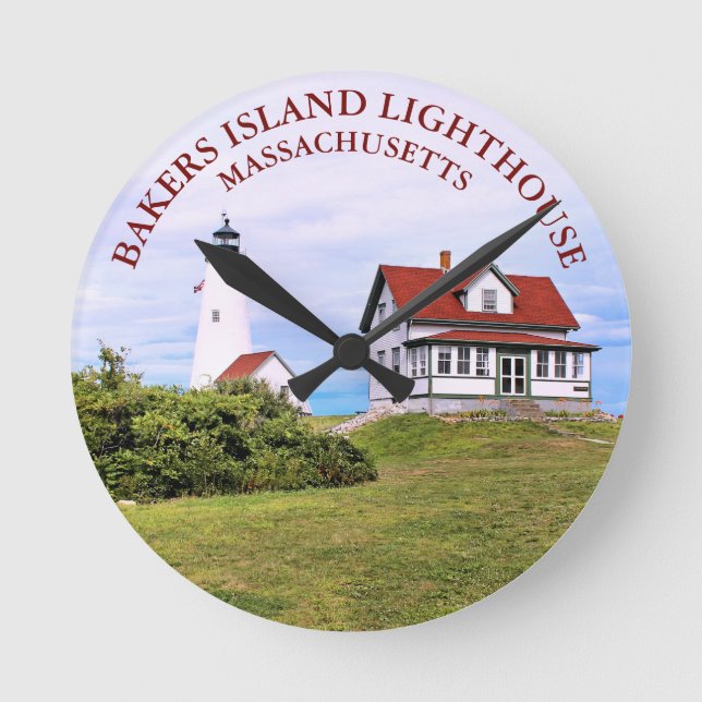 Bakers Island Lighthouse Massachusetts Wall Clock Runde Wanduhr (Vorderseite)