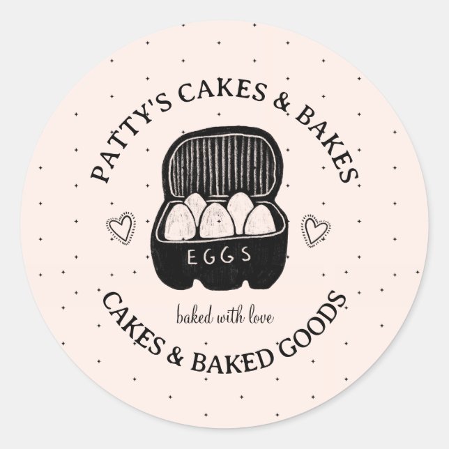 Baker's Utensils Bäckerei Logo Pink Black Label Runder Aufkleber (Vorderseite)
