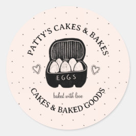 Baker's Utensils Bäckerei Logo Pink Black Label Runder Aufkleber