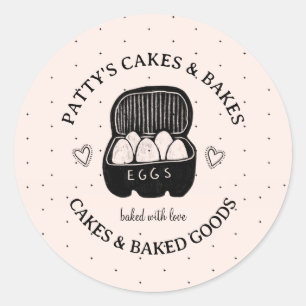 Baker's Utensils Bäckerei Logo Pink Black Label Runder Aufkleber