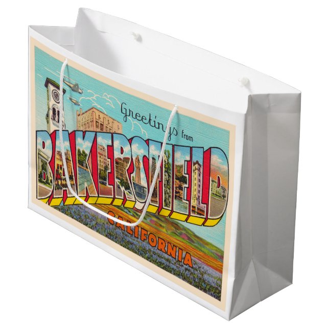 Bakersfield California CA Großbuchstabe Postkarte Große Geschenktüte (Vorderseite Schrägansicht)