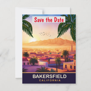 Bakersfield, Kalifornien, Reise-Postkarte, Save The Date
