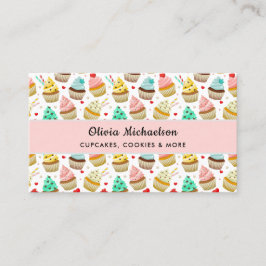 Bakery Baker Cute Cupcake Pattern QR Code Visitenkarte