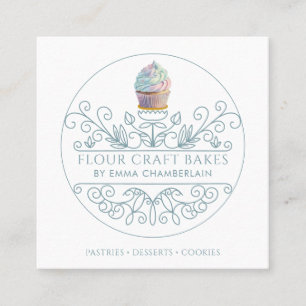 Bakery Baker's Cupcake Logo Business Card Quadratische Visitenkarte