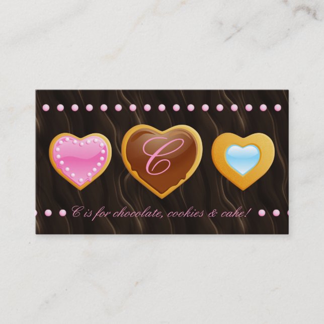 Bakery business card cookies heart chocolate dark visitenkarte (Vorderseite)