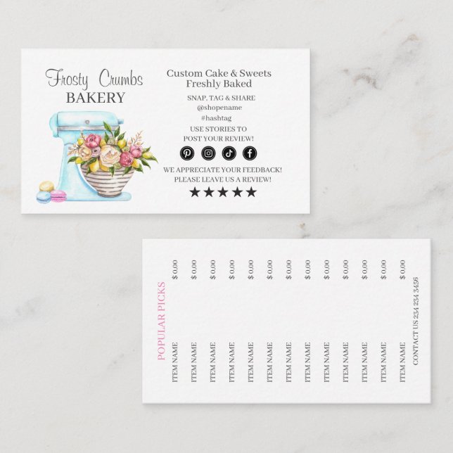 Bakery Business Card Visitenkarte (Vorne/Hinten)
