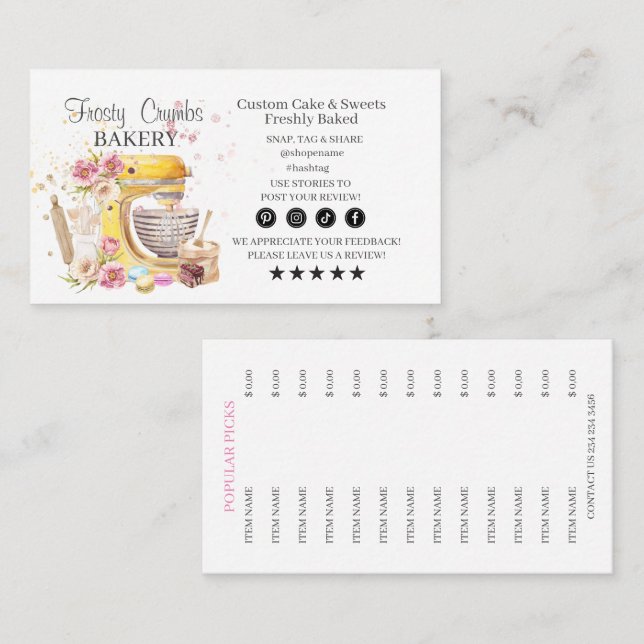 Bakery Business Card Visitenkarte (Vorne/Hinten)