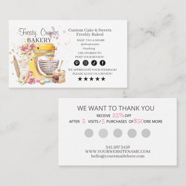 Bakery Business Loyalty Business Card Visitenkarte (Vorne/Hinten)