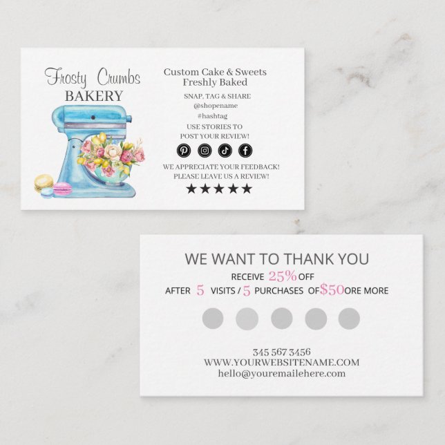 Bakery Business Loyalty Business Card Visitenkarte (Vorne/Hinten)