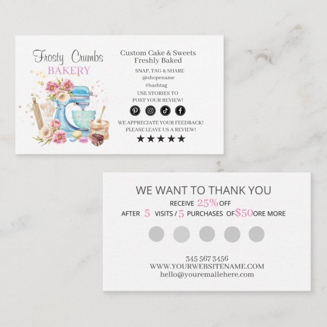 Bakery Business Loyalty Business Card Visitenkarte (Vorne/Hinten)