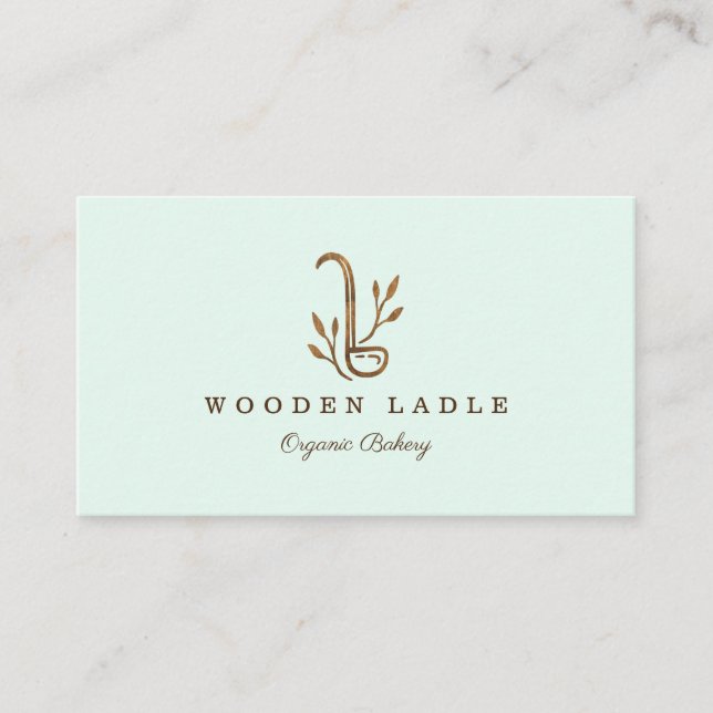 Bakery Business Wooden Ladine & Floral Logo Busine Visitenkarte (Vorderseite)