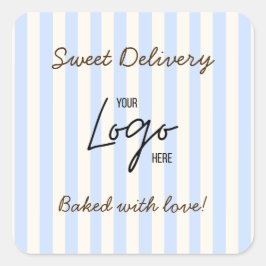 Bakery Cafe Logo Baked With Love Quadratischer Aufkleber