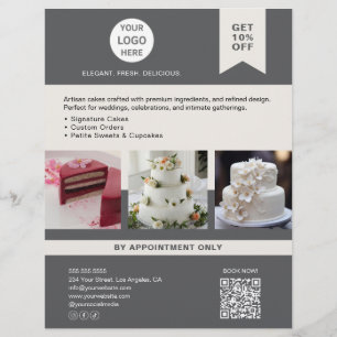 Bakery Cake Custom Logo Grau Business Flyer