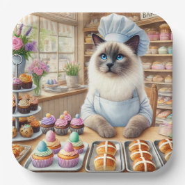 BAKERY Cat Lover arbeitet während der Osterferien Pappteller