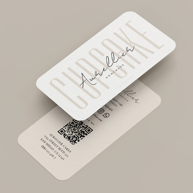 Bakery Cupcake Cake Decorator Sand Minimal Visitenkarte (Bakery Cupcake Cake Decorator Sand Minimal Business Card
)
