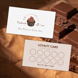 Bakery Customer Loyalty Card Cupcake Chocolate Visitenkarte