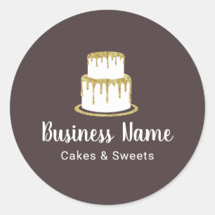 Bakery Gold Cake Logo Sweet Boutique Koch Elegante Runder Aufkleber