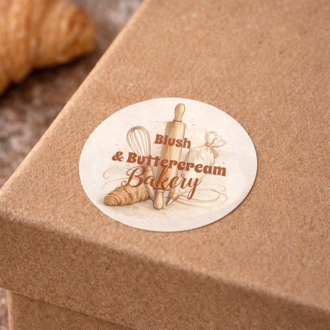 Bakery Logo Pastry Shop Branding Runder Aufkleber (Von Creator hochgeladen)