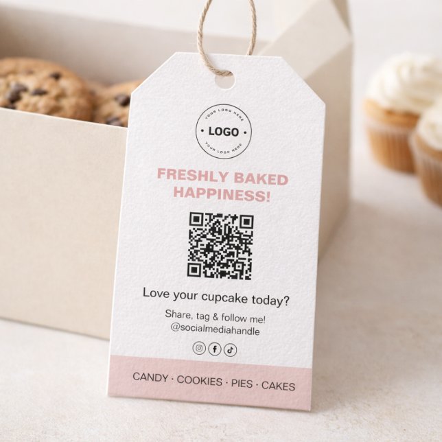 Bakery Logo QR Code Social Media Geschenkanhänger (Bakery Logo QR Code Social Media Gift Tags)