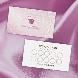 Bakery Loyalty Card Pink Glitter Bread Logo Visitenkarte