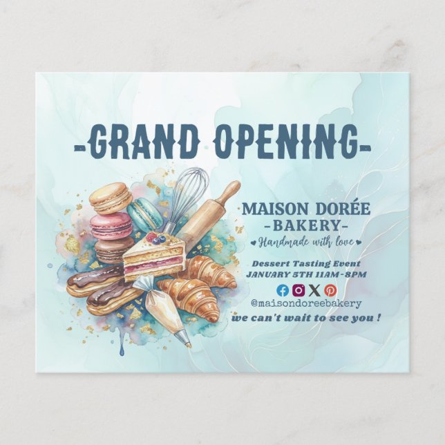 Bakery Pastry Chef Baking Catering Grand Opening Flyer (Vorne)