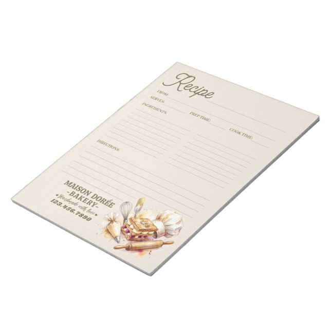Bakery Pastry Chef Baking Recipe Page Cookbook Notizblock (angewinkelt)