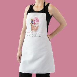 Bakery Pastry Chef Cupcake Watercolor Pink Elegant Schürze