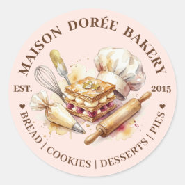 Bakery Pastry Chef Gold Baking Catering Thank You Runder Aufkleber