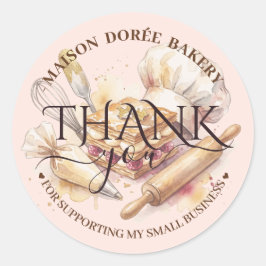 Bakery Pastry Chef Gold Baking Catering Thank You Runder Aufkleber