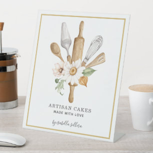 Bakery Pastry Chef Watercolor Baking Utensil Tools Sockelschild