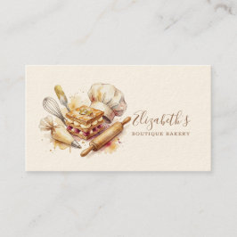 Bakery Pastry Chef Watercolor Gold Baking Catering Visitenkarte