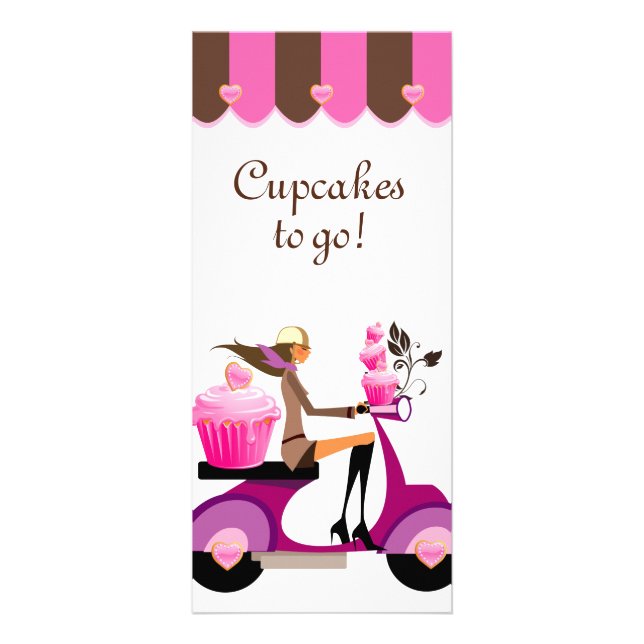 Bakery Rack Card Cupcake Scooter Pink Canopy Werbekarte (Vorne)