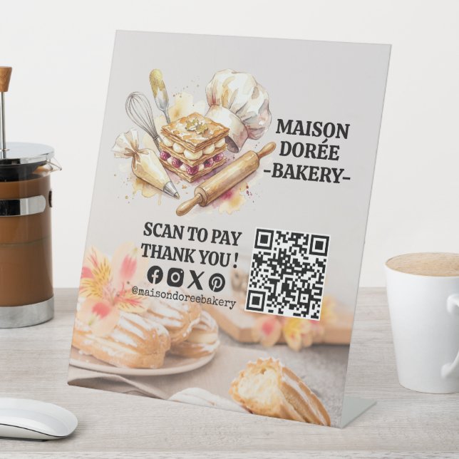 Bakery Store Pastry Chef Dessert Sweets Cake Baker Sockelschild (In Situ)