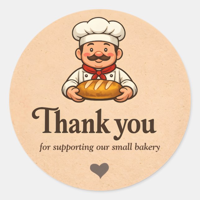 Bakery Thank You Sticker - Custom Chef Design (Devant)