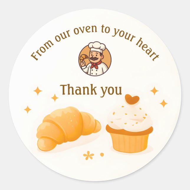 Bakery Thank You Sticker  Custom Chef Logo Design (Devant)