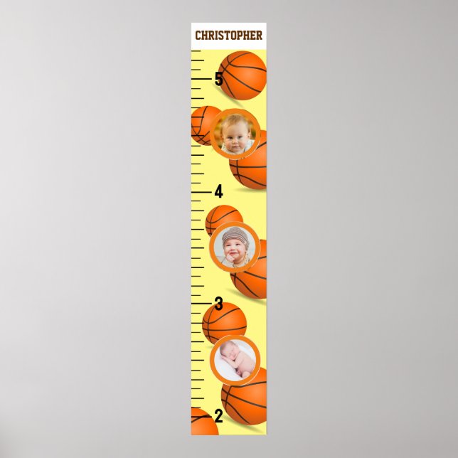 Baketball Foto Template Wachstumsdiagramm Poster (Vorne)