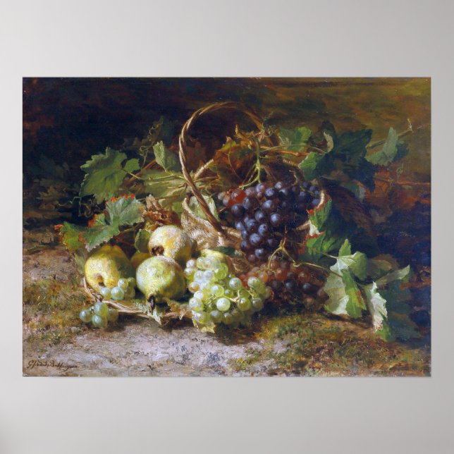 Bakhuyzen - Fruchtleben mit Trauben und Birnen Poster (Vorne)