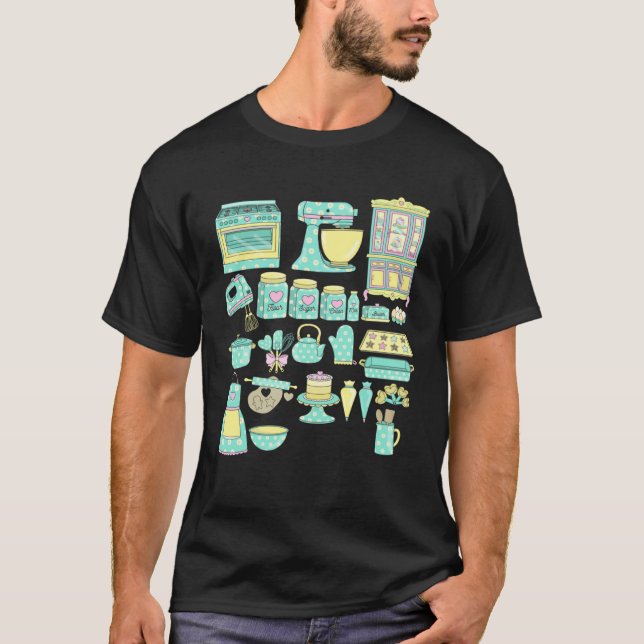 Baking Bake Cookie Cake Mold Mixer Yellow Turquois T-Shirt (Vorderseite)