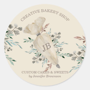 Baking Boho Chic Food Maker mit Monogramm Runder Aufkleber