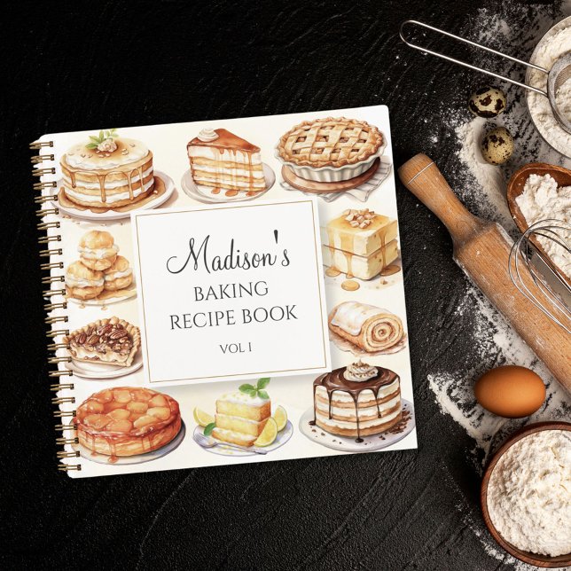 Baking Cake Watercolor Recette livre de recettes (In situ)