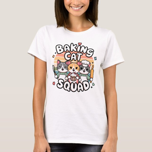 Baking Cat Squad mit süßem Retro-Design T-Shirt (Vorderseite)