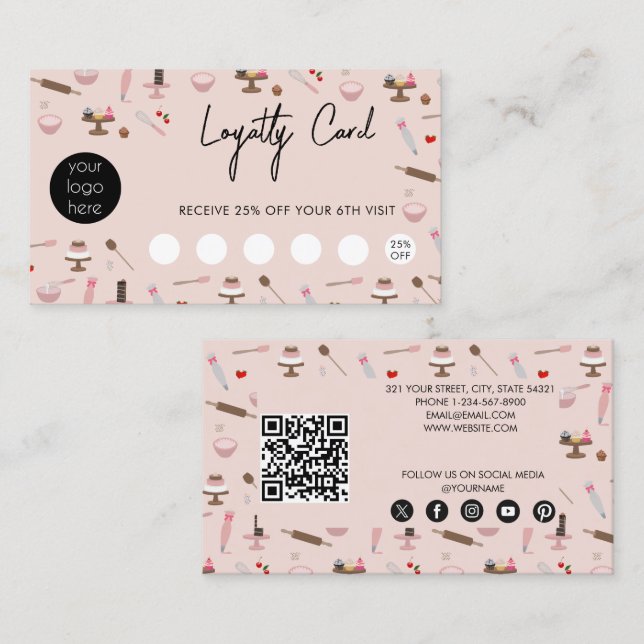 Baking & Cooking Utensils Bakery Loyalty Card Visitenkarte (Vorne/Hinten)