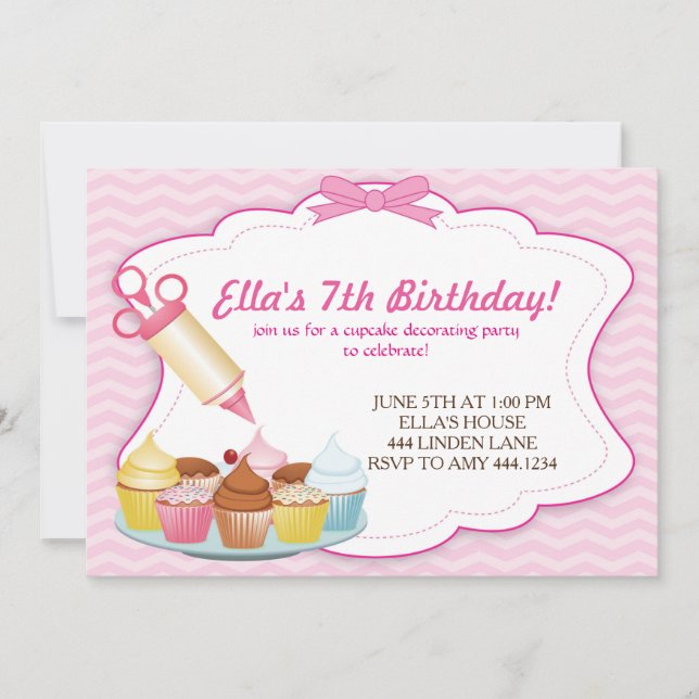 Baking Cupcake Décoration Invitations d'anniversai (Devant)